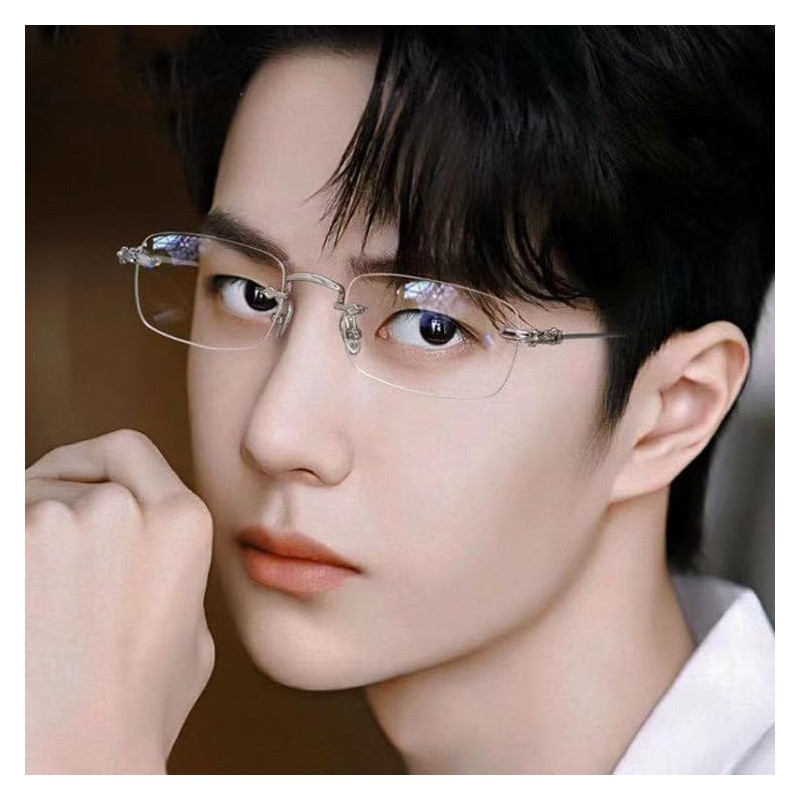 88flix Clear Megane, Blue Light Cut, Non-Degree, Square, Borderless, Rimless,
