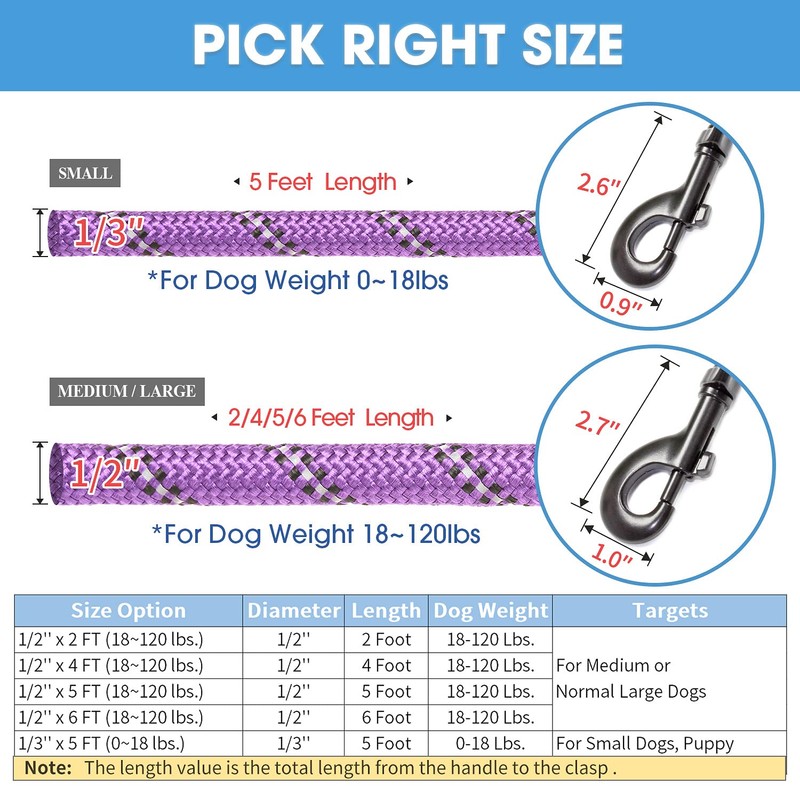 BAAPET 2/4/5/6 FT Dog Leash with Comfortable Padded Handle and
