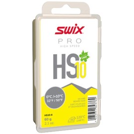 Swix HS10-6 - HIGH Speed Wax - HS10 Yellow - 32+ Degrees Fahrenheit - 60g Bar - Fluoro Free - Ski or Snowboard - FIS Approved