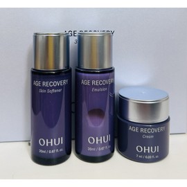 Ohui Age Recovery Skin Softener 20ml + Emulsion 20ml + Cream 7ml, Travel Size.
