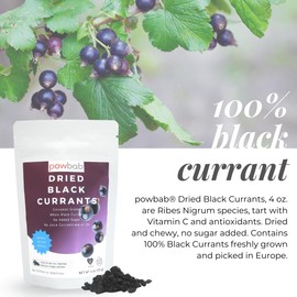 powbab Dried Black Currants (4 oz) 100% Unsweetened Currants Dried Fruit Ribes Nigrum. Nordic European Grown Dried Currants for Baking. No Added Sugar, No Oil, No Juice Concentrate. Not Zante Currants