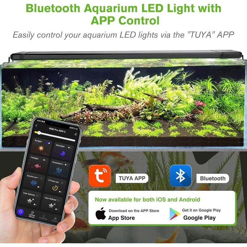 hygger Smart Aquarium Light, Bluetooth LED Light with App Control,