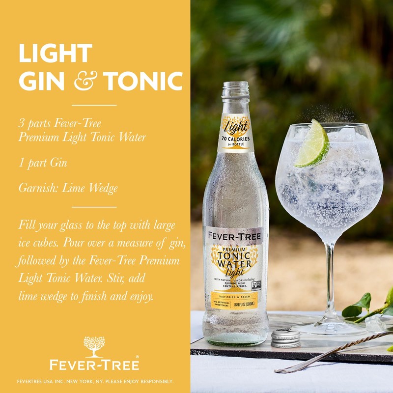 Fever-Tree Refreshingly Tonic Water, Light, 135.2 Fl Oz (Pack of