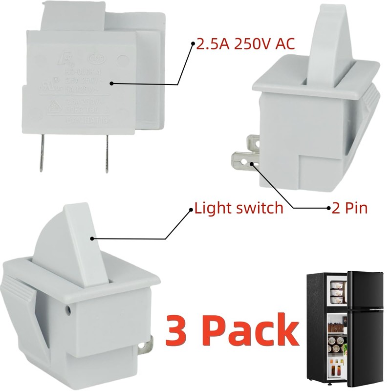 3 - Pack Universal Refrigerator Door Light Switch, 2 -