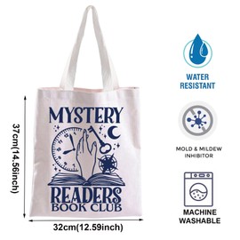 TOBGBE Funny Novel Lover For Fantasy Readers Book Club Inspired Tote Bag Librarian Bookish Housekeeping Gifts (Mystery Tote CA)