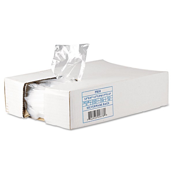 Inteplast Group PB10 Get Reddi Silverware Bags, 3 1/2 x 10 x 1 1/2, 7mil, Clear, 2000/Carton