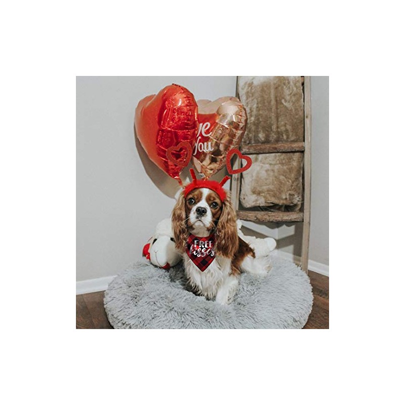 Disfraz de perro de San Valentín, diadema de corazón rojo