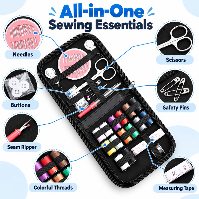 Portable Sewing Kit for Clothing Repairs – All-in-One Thread and