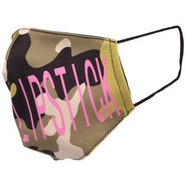 styleBREAKER Women's Fabric Mask, Camouflage My New Lipstick, Double-Layered, Reusable, Washable, Community Mask, 08040006, Colour: Olive-Black/Pink