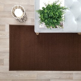 Custom Size Brown Solid Plain Rubber Backed Non-Slip Hallway Stair Runner Rug Carpet 22 inch Wide Choose Your Length 22in X 8ft