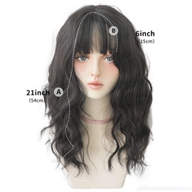 URCGTSA Long Wavy with bangs Synthetic Wigs for women Party Wigs Natural Looking Heat Resistant Fiber Hair 22 Inches Black brown