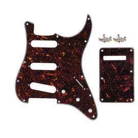 SHENGSUI Dark Tortoise SSS 11 Hole Strat Electric Guitar Pickguard with ST Back Plate Tremolo Cover for Fender US/Mexico Made Standard Stratocaster