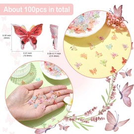 Ipotkitt 100 Pieces 10 Styles Resin Butterfly Cabochons Nail Art Accessories Flying Animals Nail Pendants for Manicure DIY Crafts Phone Earring Decor Jewellery Making
