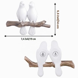 QUMENEY Resin Bird Hook Creative Wall Hook Vintage 2 Birds