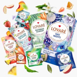 LOVARE Set of 4 Assorted Tea Bags Variety Pack 48 g - Made in Ukraine - 24 Black, Green Tea Sampler Bags x 2 g - Tea Bags Individually Wrapped - Assorted Tea Variety Pack Blends - Gift Box Assortment