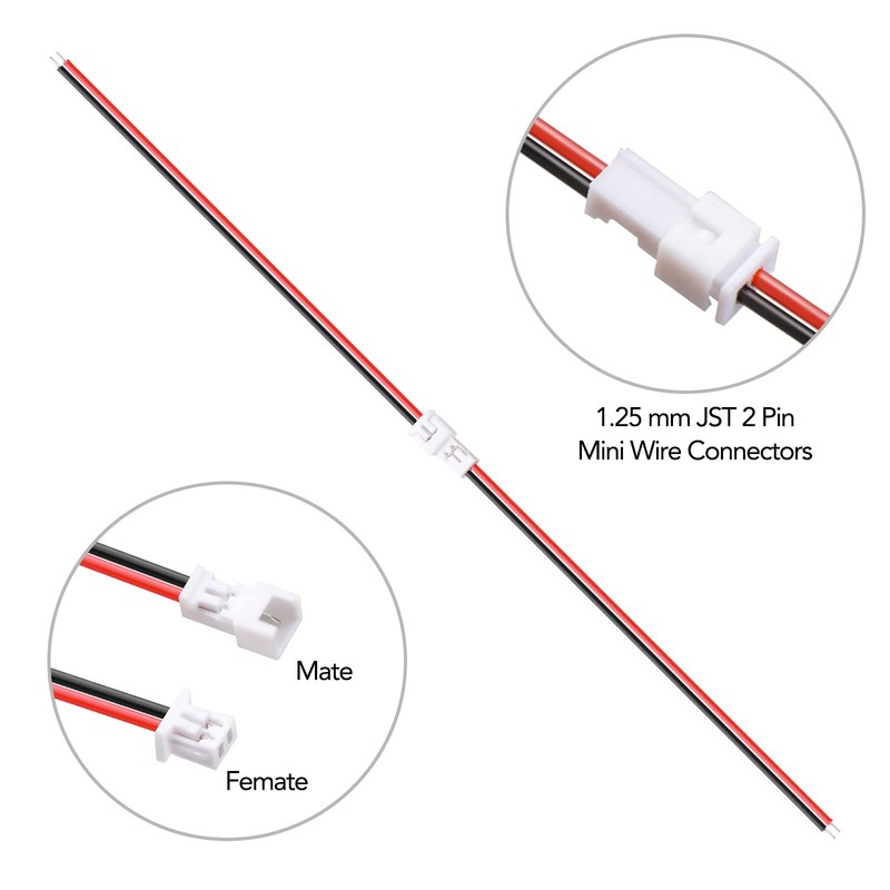LYJEE 2 Pin Connector, 30 Pairs Mini Wire Connectors, 1.25