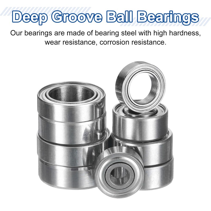 sourcing map 8Pcs MR62ZZ Small Bearing, 2mm ID 6mm OD