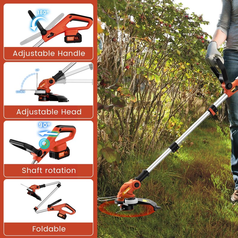 20V 12" Cordless String Trimmer With 2 X 4.0Ah Battery