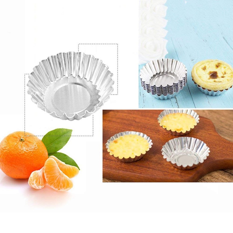 NNon-Stick Egg Tart Molds, Carbon Steel Mini Baking Cup, Reusable