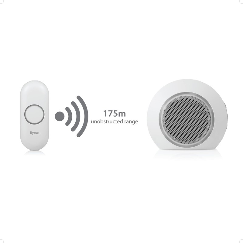 Byron DBY-23513UK Wireless Plug In Doorbell Set, 175m Range, 8