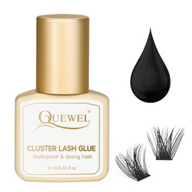 QUEWEL Eyelash Cluster Glue 10 ml, Black Cluster Lashes Glue for DIY Eyelash Extensions, Long-Lasting Eyelash Glue for Cluster Lashes, Waterproof & No Irritation (Black, 10 ml)