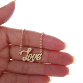 HUAN XUN Gold Color Plated Word Necklace I Love You to The Moon and Back Jewelry, Love