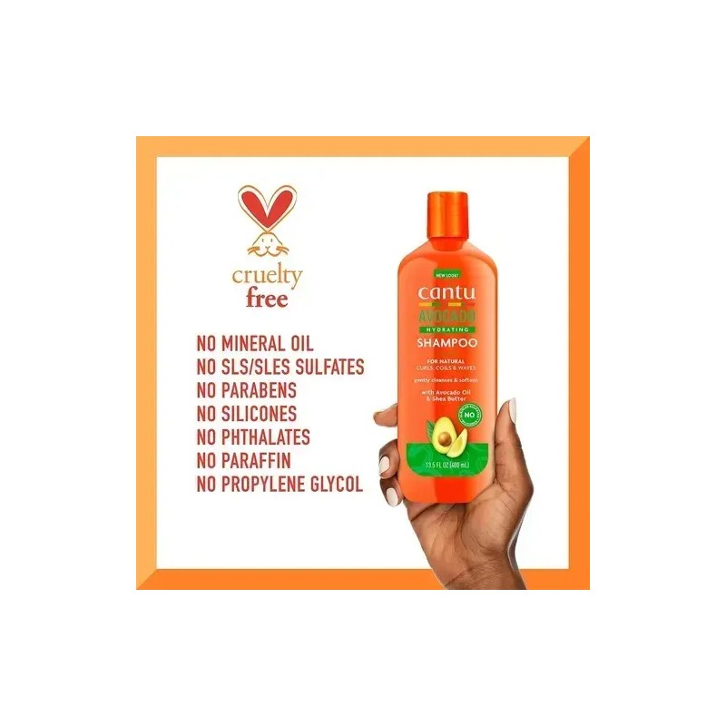 Cantu Shampoo Aguacate Cleansing Cabello Rizado Ondulado