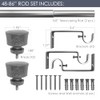 Stockton 48-86 Inch Adjustable Curtain Rod Set, 5/8 Inch Diameter