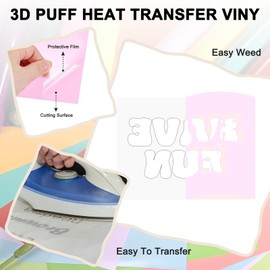 M METERXITY 4 Sheets 3D Puff Vinyl Heat Transfer 12x3.4 Inch Puff Vinyl Heat Transfer Light Pink Foaming HTV Sheets Iron-on for T-Shirts/DIY Fabric