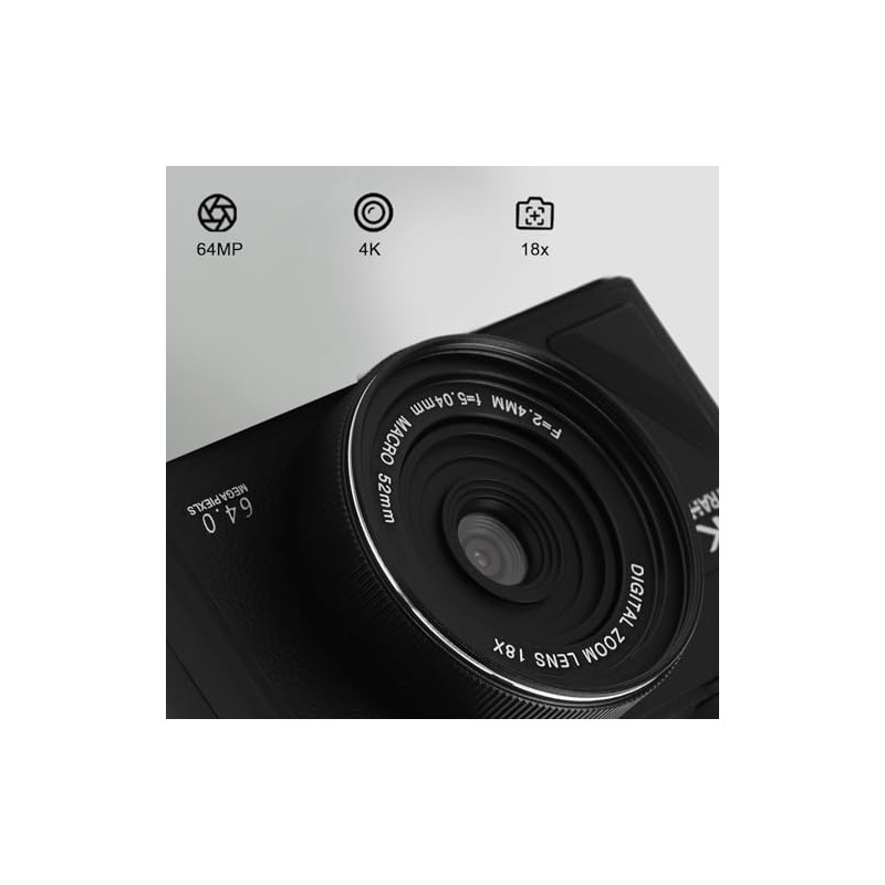 4K Digital Camera with 3 Inch Flip Screen for Photography,