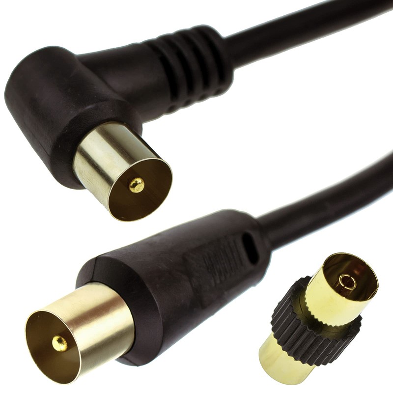 kenable RF Right Angle TV Aerial Freeview Plug Video Cable