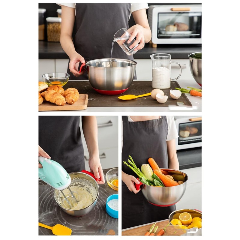 KUNANG Stainless Steel Mixing Bowls, non slip silicone base bowls