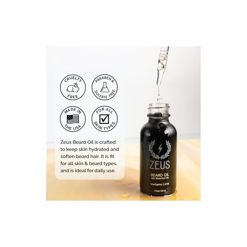 ZEUS Natural Beard Oil for Men with Essential Oils (Vanilla