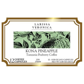 Kona Pineapple Tanzania Peaberry Coffee (Single Serve K-Cup Pods) (Gourmet, Naturally Flavored, Whole Coffee Beans) (12 pods, ZIN: 576689) - 3 Pack