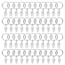 Sourcing Map 44 Pack Curtain Rings with Clips, 1" Interior Diameter Curtain Clip Rings Hooks for Drapery Hanging, Vintage Decorative Rustproof Silver