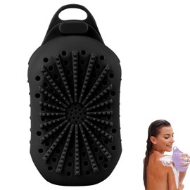 ZhaoCo Silikon Seifenbeutel und Seifenspartasche zur Verwendung in der Dusche, Schnell Trocknend und Schimmelfrei, Unterschiedliche Rauheit auf Beiden Seiten, Body Scrubber Duschschwamm (Schwarz)