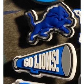 Detroit Lions football team shoe  charm 2 pc set button back