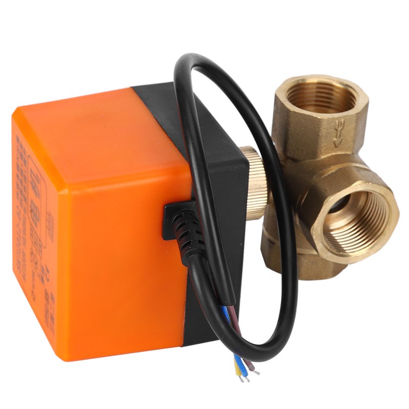 Motorized Ball Valve L Shape Orange Brass Electric Valves 3‑Wire