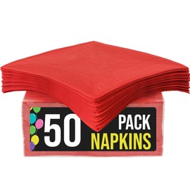 50 Pack Red Paper Napkins Disposable, 2 Ply Party Napkins, Red Disposable Napkins, Fun Napkins Everyday – Red Napkins Great As Beverage Napkins Or Cocktail Napkins Paper Exquisite