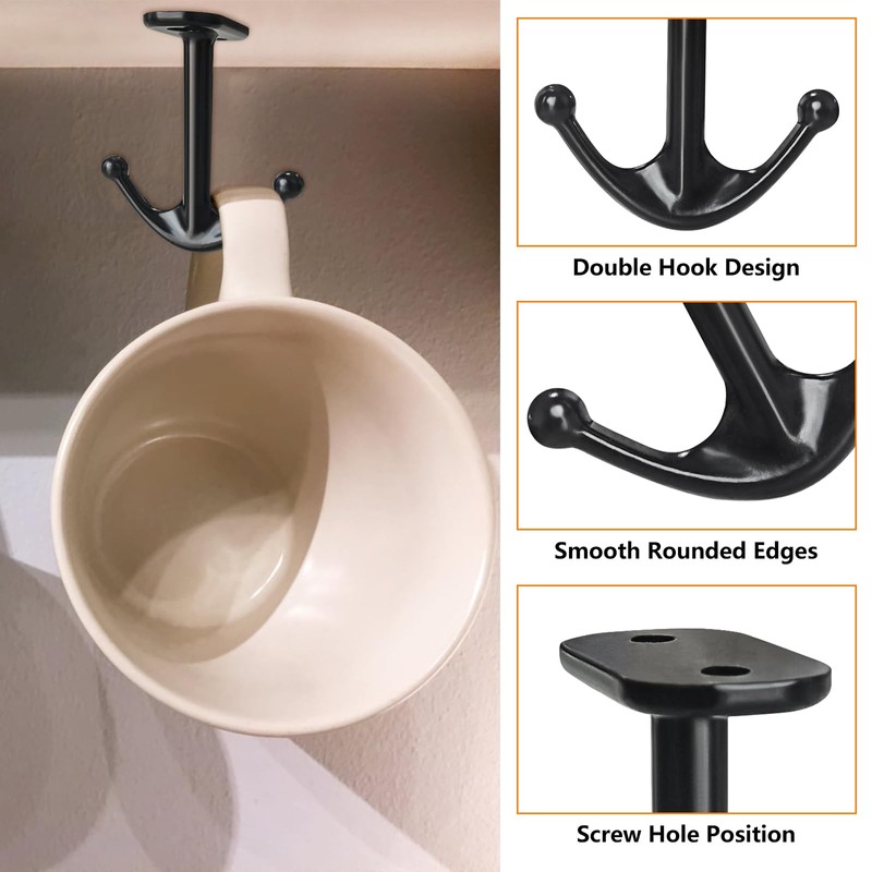BAMI-LEE House Zinc Alloy Double Prong Ceiling Hooks, 4-Pack Under