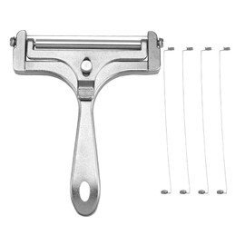MYLERCT Aluminium Alloy Cheese Cutter with Roller and Adjustable Cutting Wire, Precise Size Scale for Cutting Butter, Cheese Slicer with 4 Extra Wires