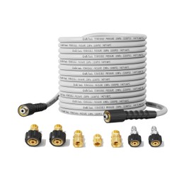 Giraffe Tools Pressure Washer Hose 100FT X 1/4", 3200 PSI Pressure Washing Hose, Kink Resistant, Heavy Duty Power Washer Hose, M22 to 3/8" Quick Connect Couplers for Replacement, 7 Accessories