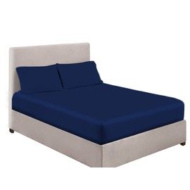 Extra Deep Bedding 100% Extra deep Fitted Sheets 16" 40CM Egyptian Cotton 200TC 15 Colours Single Double King Super King (Double, Navy)