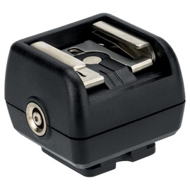 JJC Hot Shoe Flash Adapter with PC Sync Socket Compatible with Studio Flash on Standard ISO Camera Hot Shoe or Multi Interface Camera Shoe Adapter