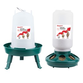 ZenxyHoC Chick Automatic Feeder and Drinker Set, 1 kg Chicken Feeder and 1.5 L Chicken Drinker with 3 Adjustable Heights (Green)