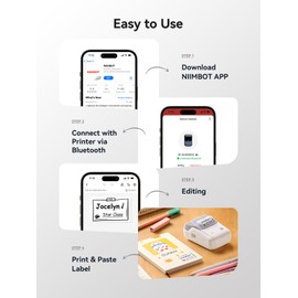 NIIMBOT B1 Bluetooth Label Maker Machine with Tape, Easy to Use, Large Waterproof Label, 2 Inch Portable Thermal Label Printer with Multiple Templates for Kitchen,Home, School, Small Business,Grey