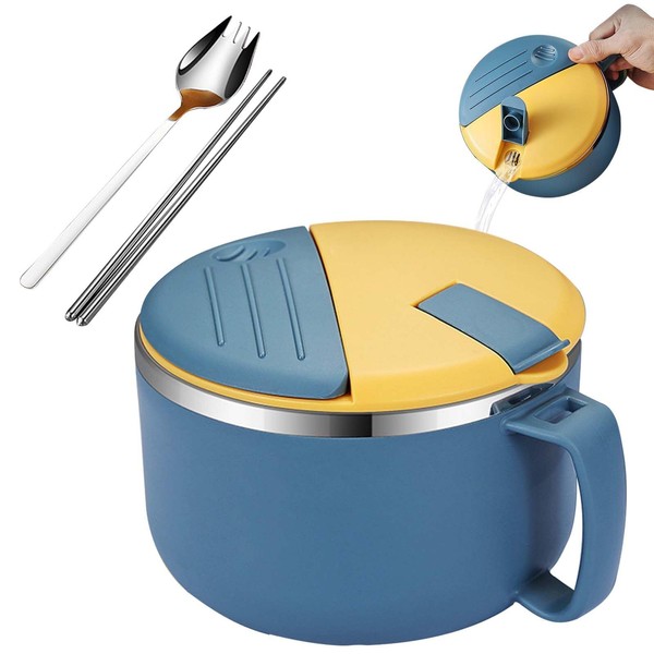 Ramen Bowl Instant with Lid: Stainless Steel Pasta Bowl 1300