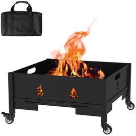 22 Inch Portable Plug Camping Fire Pit with Bag, Foldable Fire Pit for Camping, Picnic, Collapsible Fire Pit for Outside Wood Burning, Camp Fire Pit Portable with Wheels, Portable Firepits for Bonfire