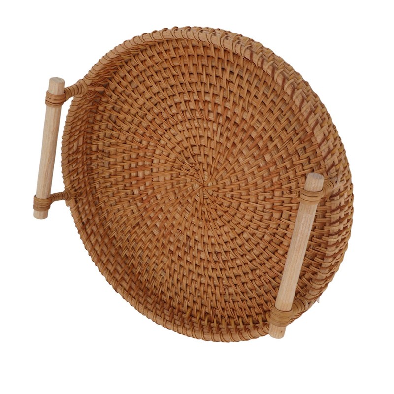 Rattan Fruit Tray, Hand Woven Traditional Large Capacity Decorative Fruit