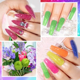 MIZHSE Neon Reflective Glitter Gel Polish 7ml, Sparkly Disco Diamond Nail Polish Kit 12 Pcs, Reflect Blue Pink Soak Off UV LED Manicure Set Nail Art Salon